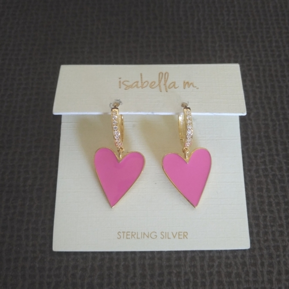 ✨️HP✨️ isabella m. Pink Enamel Heart💗 Huggie🤗 Earrings